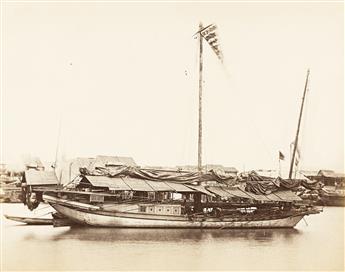 (EARLY CHINESE PHOTOGRAPHY) A group of five Canton photographs of ships on the Pearl River.